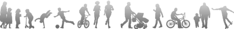 Dividier image showing silhouettes of people doing various activities